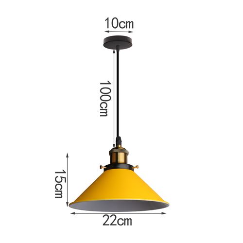 Suspension Moderne Lustre Abat-jour Macaron Eclairage De Plafond Industriel E27 Jaune Foncé