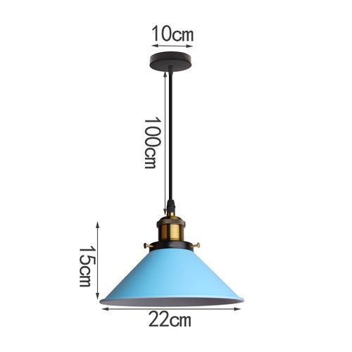 Suspension Moderne Lustre Abat-jour Métal Macaron Eclairage De Plafond Industriel E27 Bleu