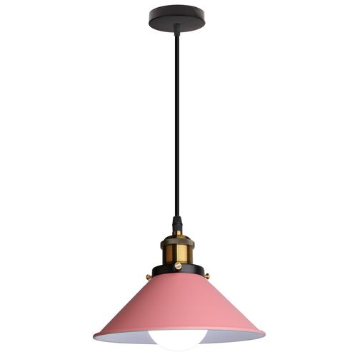Suspension Moderne Lustre Abat-jour Métal Macaron Eclairage De Plafond Industriel E27 Rose Foncé