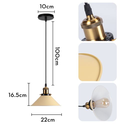 Suspension Moderne Lustre Abat-jour Métal Macaron Eclairage De Plafond Industriel E27 Jaune