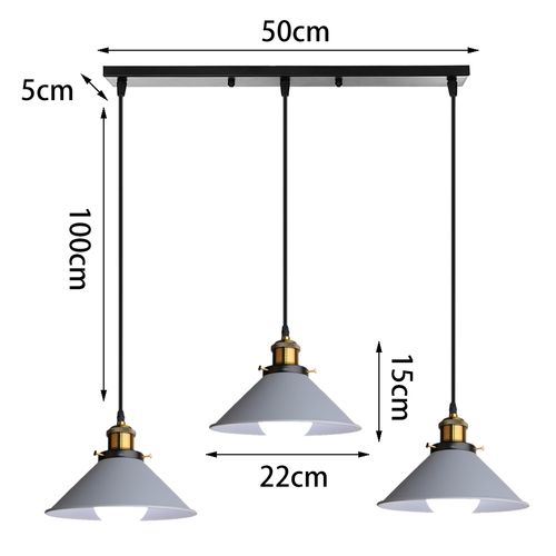 Suspension Moderne 3 Lustres En Métal Industriel Pour Chambre Salon Cuisine Gris