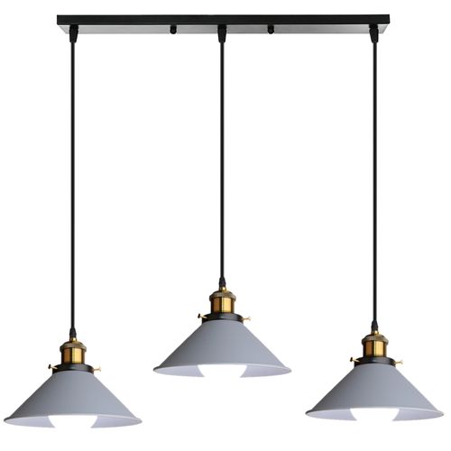 Suspension Moderne 3 Lustres En Métal Industriel Pour Chambre Salon Cuisine Gris
