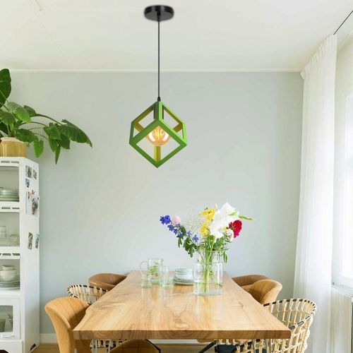 2 Pack Suspension Moderne Géométrique E27 Lustre Métal Pour Chambre Salon Cuisine Vert