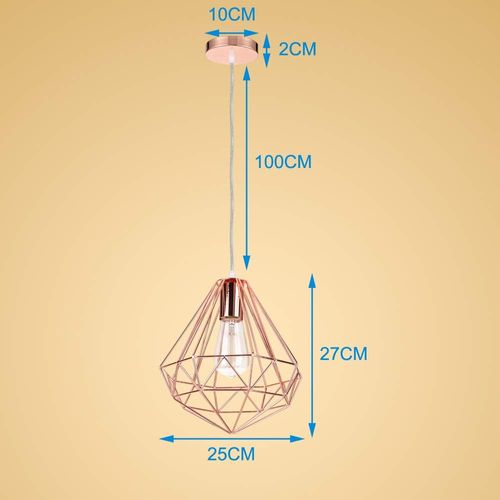 2 Pack Suspension Industriel Rétro Lustre En Forme Diamant E27 Pour Chambre Salon Cuisine Rose