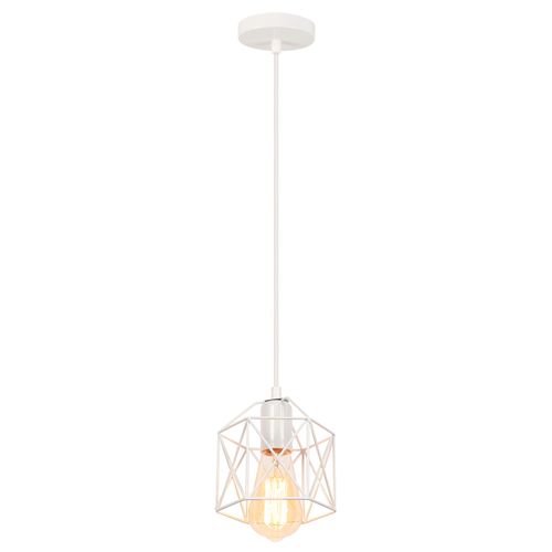 Suspension Industriel E27 Lustre De Plafond Cage Métal Pour Salon Chambre Cuisine Blanc