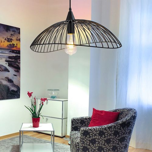 Lustre Moderne Métal E27 Suspension En Forme Chapeau Pour Chambre Salon Café Noir
