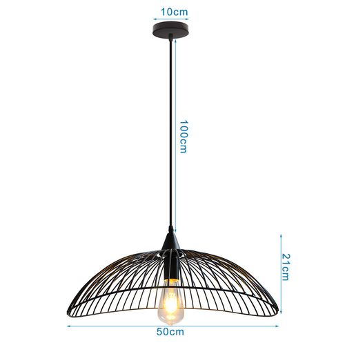 Lustre Moderne Métal E27 Suspension En Forme Chapeau Pour Chambre Salon Café Noir