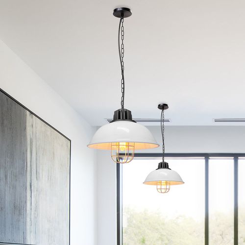 2 Pack Suspension Industriel E27 Lustre Abat-jour En Métal Pour Chambre Salon Cuisine Blanc