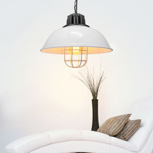 2 Pack Suspension Industriel E27 Lustre Abat-jour En Métal Pour Chambre Salon Cuisine Blanc