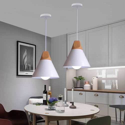 Lustre Industriel E27 Suspension Moderne Plafonnier Pour Chambre Salon Cuisine Blanc
