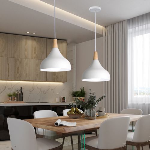 Lustre Suspension Moderne E27 Lampe De Plafond Créatif Pour Chambre Salon Cuisine Café Blanc