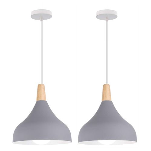 2 Pack Lustre Suspension Moderne E27 Lampe De Plafond Créatif Pour Chambre Salon Cuisine Café Gris