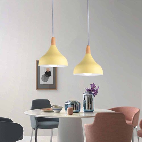 2 Pack Lustre Suspension Moderne E27 Lampe De Plafond Pour Chambre Salon Cuisine Café Jaune Clair