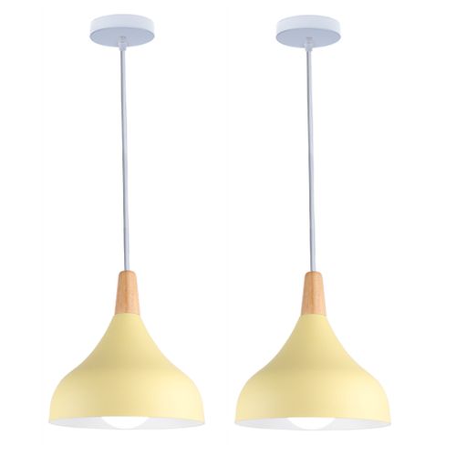 2 Pack Lustre Suspension Moderne E27 Lampe De Plafond Pour Chambre Salon Cuisine Café Jaune Clair