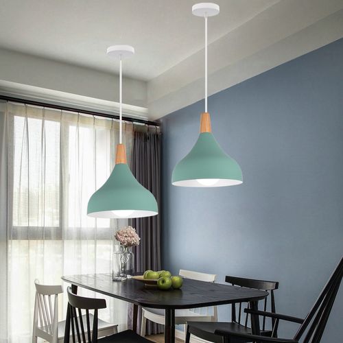 2 Pack Lustre Suspension Moderne E27 Lampe De Plafond Créatif Pour Chambre Salon Cuisine Café Vert