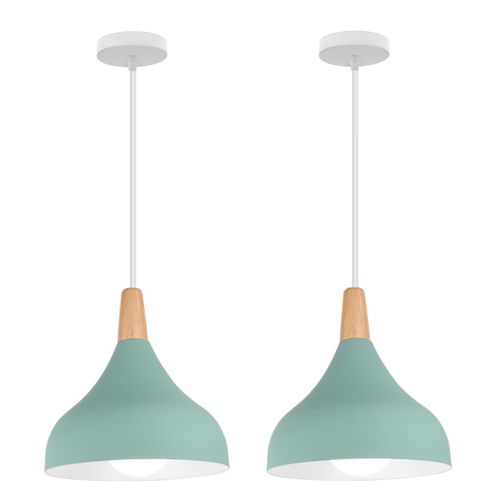 2 Pack Lustre Suspension Moderne E27 Lampe De Plafond Créatif Pour Chambre Salon Cuisine Café Vert