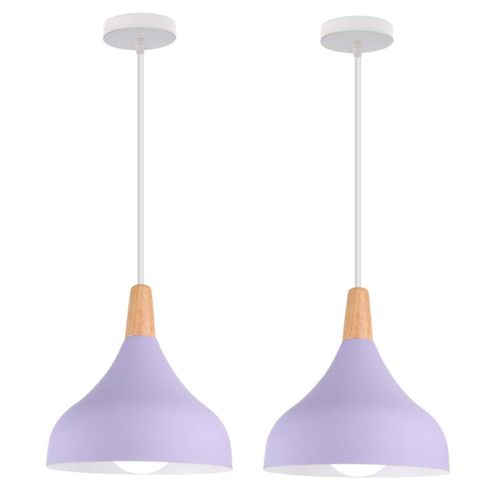 2 Pack Lustre Suspension Moderne E27 Lampe De Plafond Créatif Pour Chambre Salon Cuisine Café Violet