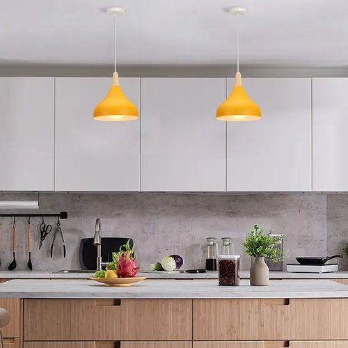 Lustre Suspension Moderne E27 Lampe De Plafond Créatif Pour Chambre Salon Cuisine Café Jaune