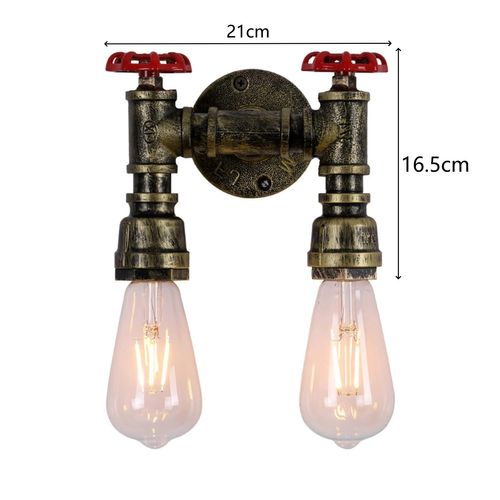 Vintage Applique Murale Tuyau 2 Luminaire Lampe Murale Fer Forgé Pour Restaurant Bar Cuisine Bronze