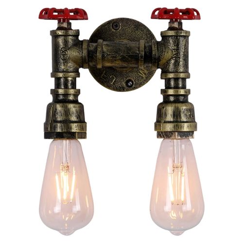 Vintage Applique Murale Tuyau 2 Luminaire Lampe Murale Fer Forgé Pour Restaurant Bar Cuisine Bronze