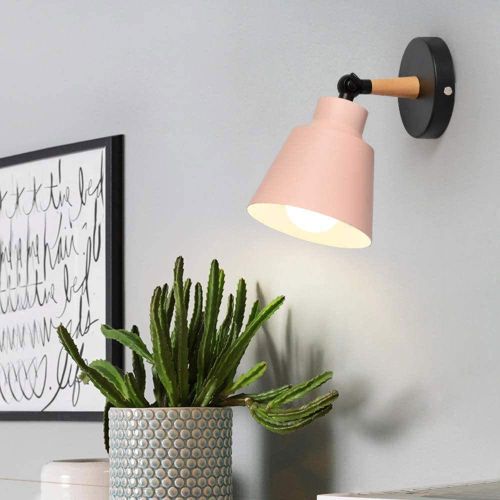 Applique Murale Réglable E27 Lampe Murale Industrielle Avec Interrupteur 1.8m Corde Rose Clair