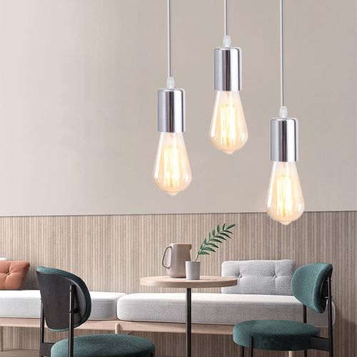 Lustre Suspension E27 Douille Edison Plafonnier Rétro Diy Éclairage De Plafond Argenté