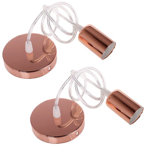 2 Pack Lustre Suspension E27 Douille Edison Plafonnier Rétro Diy Éclairage De Plafond Or Rose