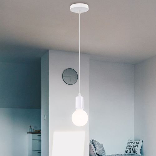 Lot De 4 Lustre Suspension E27 Douille Edison Plafonnier Rétro Diy Éclairage De Plafond Blanc