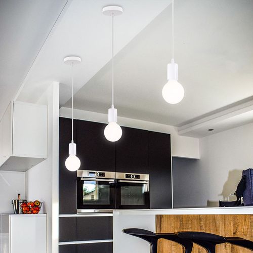 Lot De 4 Lustre Suspension E27 Douille Edison Plafonnier Rétro Diy Éclairage De Plafond Blanc