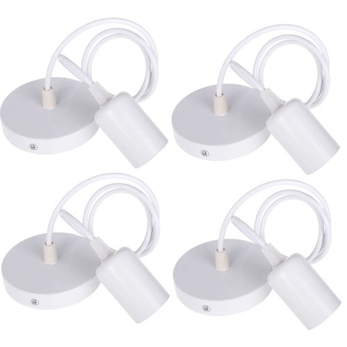 Lot De 4 Lustre Suspension E27 Douille Edison Plafonnier Rétro Diy Éclairage De Plafond Blanc