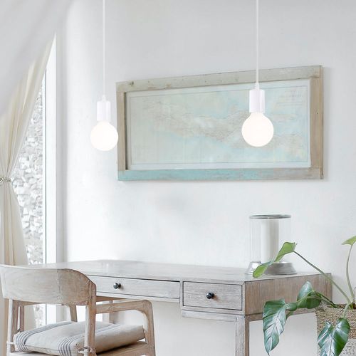 Lot De 4 Lustre Suspension E27 Douille Edison Plafonnier Rétro Diy Éclairage De Plafond Blanc