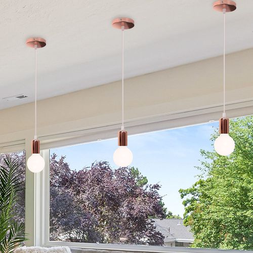 Lot De 4 Lustre Suspension E27 Douille Edison Plafonnier Rétro Diy Éclairage De Plafond Or Rose