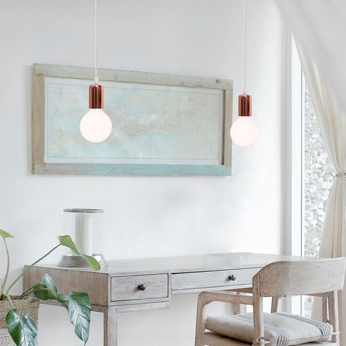 Lot De 4 Lustre Suspension E27 Douille Edison Plafonnier Rétro Diy Éclairage De Plafond Or Rose