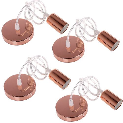 Lot De 4 Lustre Suspension E27 Douille Edison Plafonnier Rétro Diy Éclairage De Plafond Or Rose