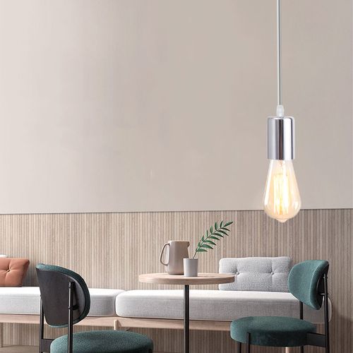 Lot De 4 Lustre Suspension E27 Douille Edison Plafonnier Rétro Diy Éclairage De Plafond Argenté