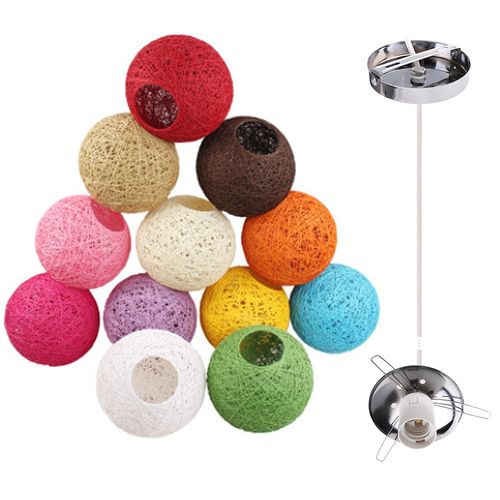 Vert Suspension Luminaire En Rotin Globe Rond 15cm Lustre Abat-jour Diy Lampe Plafond E27