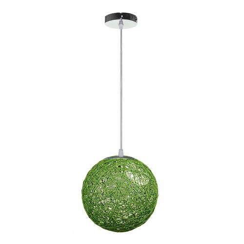 Vert Suspension Luminaire En Rotin Globe Rond 15cm Lustre Abat-jour Diy Lampe Plafond E27