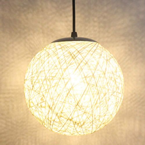 Blanc Suspension Luminaire En Rotin Globe Rond 15cm Lustre Abat-jour Diy Lampe Plafond E27