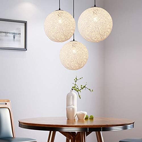 Blanc Suspension Luminaire En Rotin Globe Rond 15cm Lustre Abat-jour Diy Lampe Plafond E27