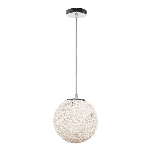 Blanc Suspension Luminaire En Rotin Globe Rond 15cm Lustre Abat-jour Diy Lampe Plafond E27