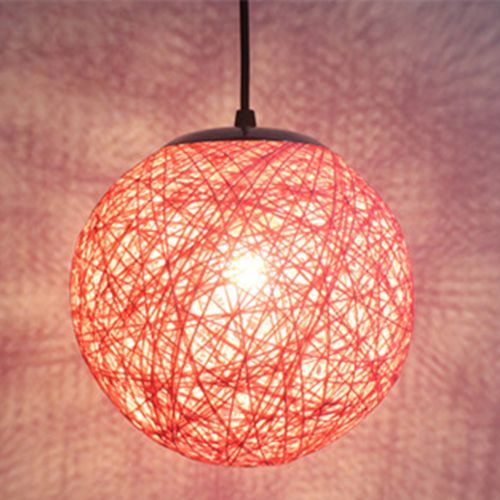Rose Suspension Luminaire En Rotin Globe Rond 15cm Lustre Abat-jour Diy Lampe Plafond E27