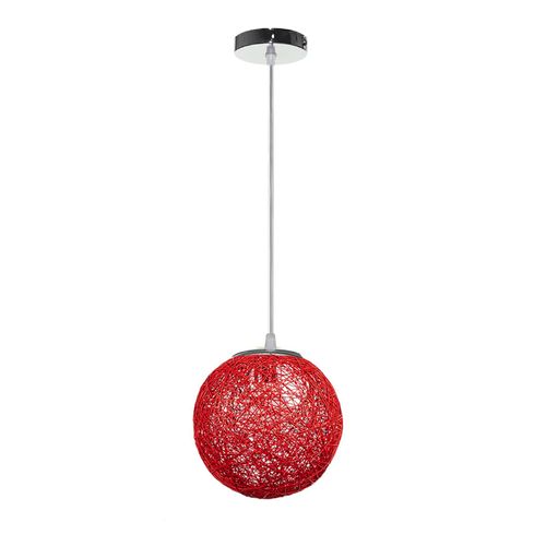 Rouge Suspension Luminaire En Rotin Globe Rond 15cm Lustre Abat-jour Diy Lampe Plafond E27