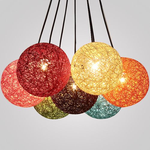 Noir Suspension Luminaire En Rotin Globe Rond 15cm Lustre Abat-jour Diy Lampe Plafond E27