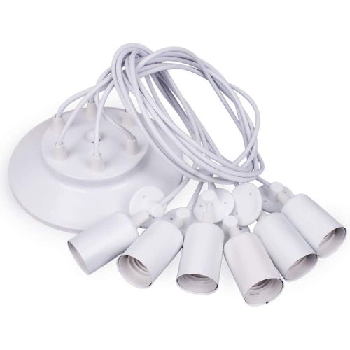 Lustre Suspension Industriel Araignées 6 Têtes Éclairage Plafonniers Rétro Sans Ampoule 1,5m Blanc