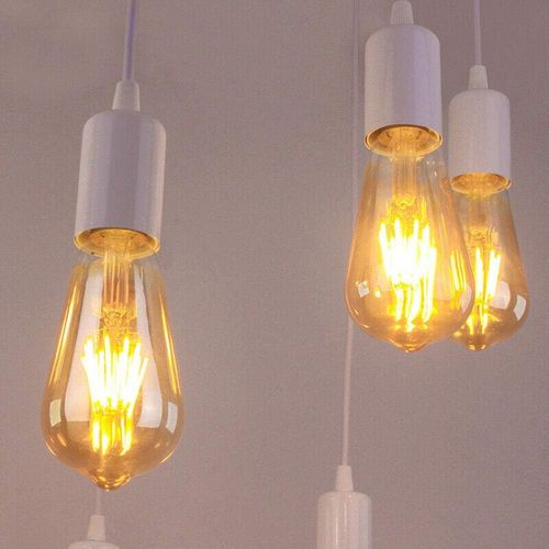 Lustre Suspension Industriel Araignées 6 Têtes Éclairage Plafonniers Rétro Sans Ampoule 1,5m Blanc
