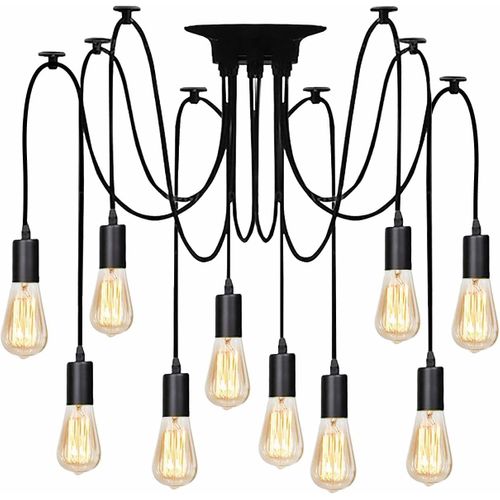Light-Home Milan SpiderSuspension Luminaire Lustre Araignée - Matériel - À 5 Lumières - Blanc Et Or - Câble Blanc - Maison