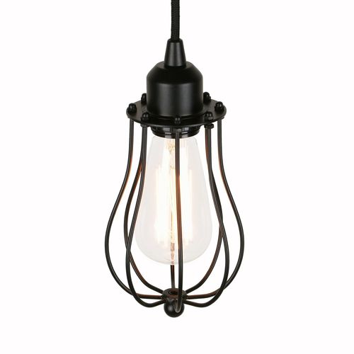 Suspension Industriel E27 Lustre Abat-jour En Fer Eclairage De Plafond Vintage Noir