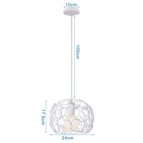 Lustre Suspension Moderne E27 Eclairage De Plafond Cage Pour Salon Salle Chambre Blanc