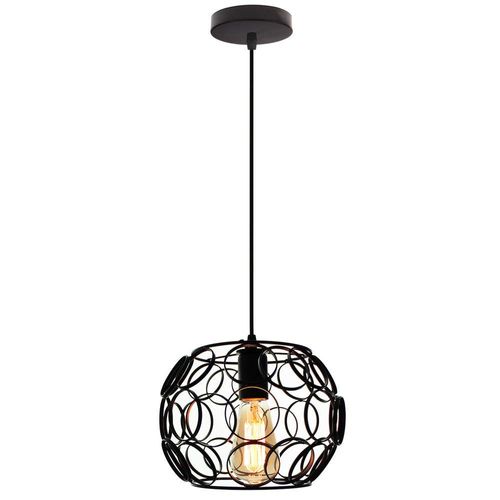 Suspension Industrielle Rond Lustre Abat-jour En Métal E27 Pour Salon Chambre Cuisine Noir