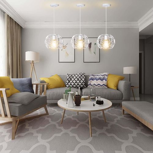 Suspension Industrielle Rond Lustre Abat-jour En Métal E27 Pour Salon Chambre Cuisine Blanc